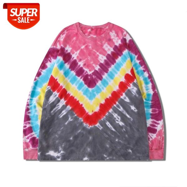 

seveyfan 2021 men's hip hop t shirts fashion tie dye painted tees summer cotton long sleeve for male #xz2o, White;black