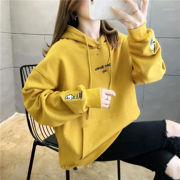 

women's hoodies & sweatshirts autumn style korean trendy hooded sweatshirt letter printing loose large size thin hoodie women, Black