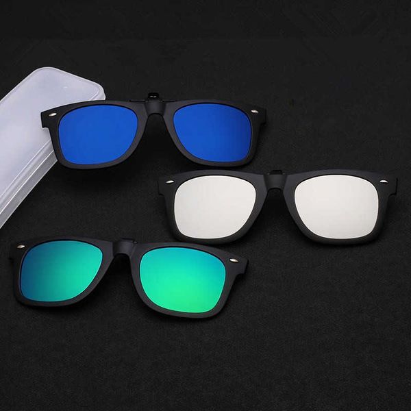 

luxury designer sunglasses saylayo square polarized clip on myopia glasses for fishing driving traveling easy flip up lens uv400 protection, White;black