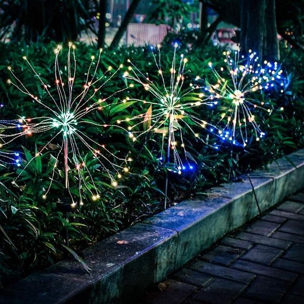 

solar lamps powered outdoor grass globe dandelion lamp 90/150 led for garden lawn landscape holiday light