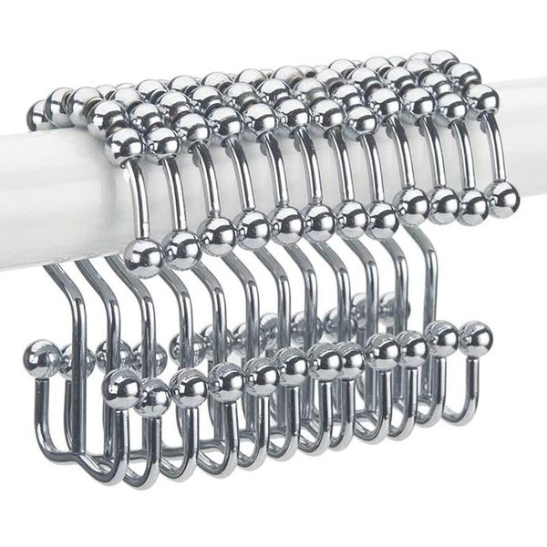 

other home decor 12pcs stainless steel curtain hooks bath rollerball shower rings 5 rollers polished satin nickel ball