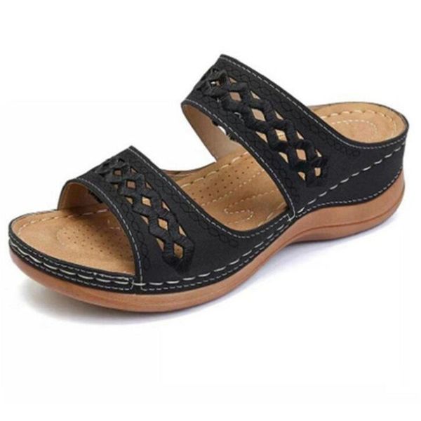 

sandals fish mouth women's slippers 2021 summer fashion platform women casual comfortable womens shoes large size sandal, Black