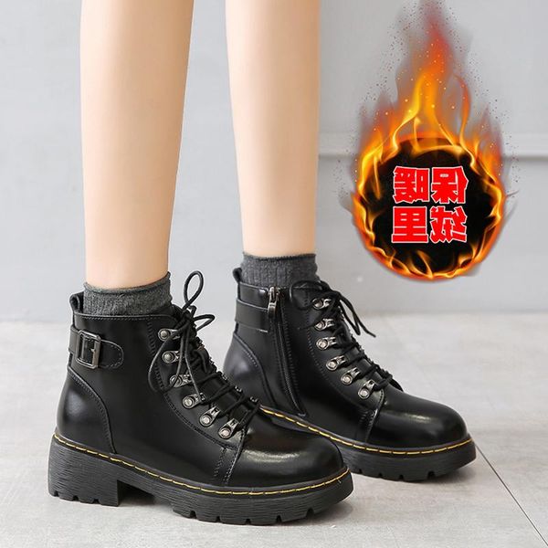 

boots flat woman australia women shoes autumn booties ladies round toe boots-women winter footwear low snow mid-calf, Black