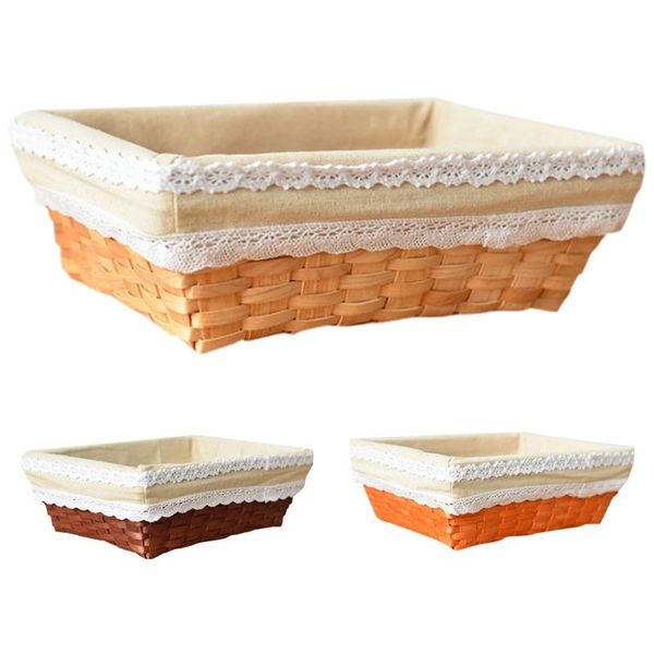 

storage baskets box basket deskwood chip woven cosmetics sundries snack