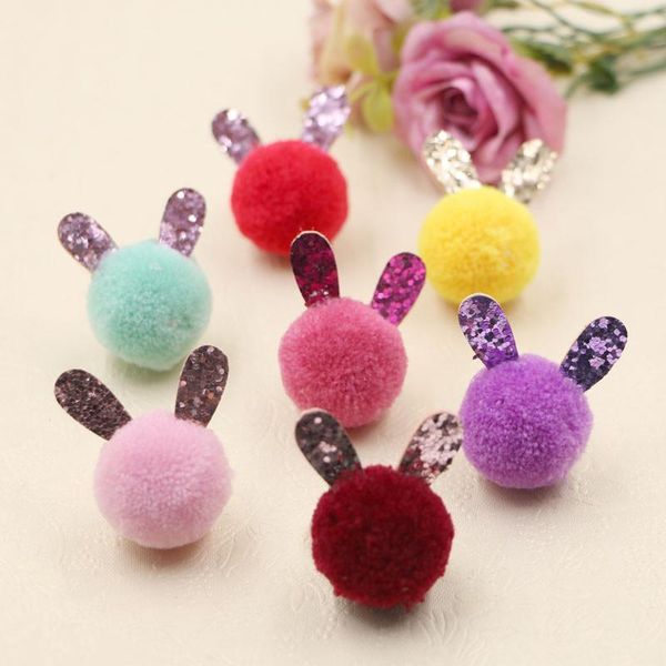 

hair clips & barrettes wholesale 50pcs round fur ball with glitter ear decorated handmade craft fit girls jewelry headband garment de, Golden;silver