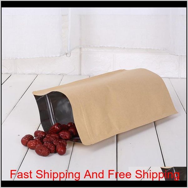 

1000pcs zipper brown kraft aluminizing pouch,stand up kraft paper aluminium foil bag resealable zip lock grip seal qylrto tore2010