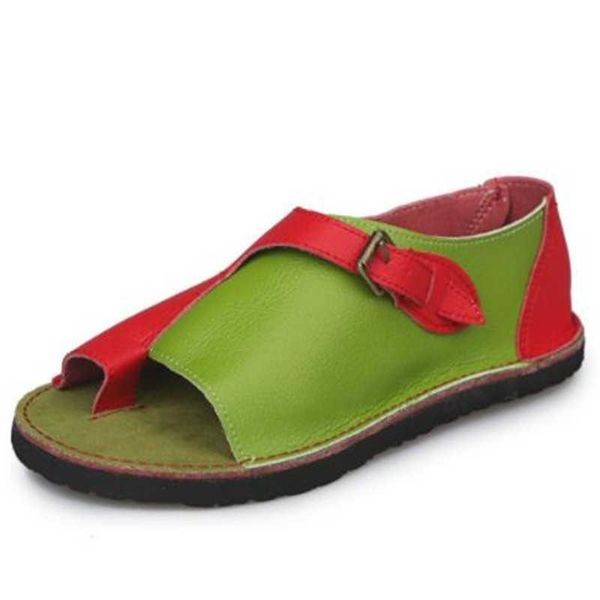 

sandals women casual leather beach vintage comfort retro buckle-strap chaussures femme slip on summer flats shoes 35-43, Black