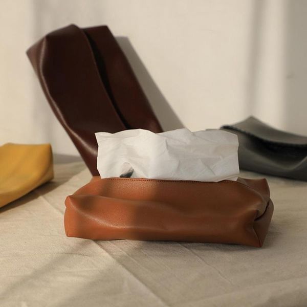 

storage bags fine texture tissue holder bag waterproof elastic faux leather anti-scratch organizer for home