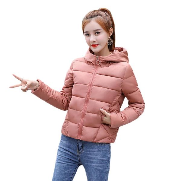 

women's trench coats 2021 fashion hooded slim thick warm cotton jacket female outerwear winter parka women wild plus size short coat, Tan;black