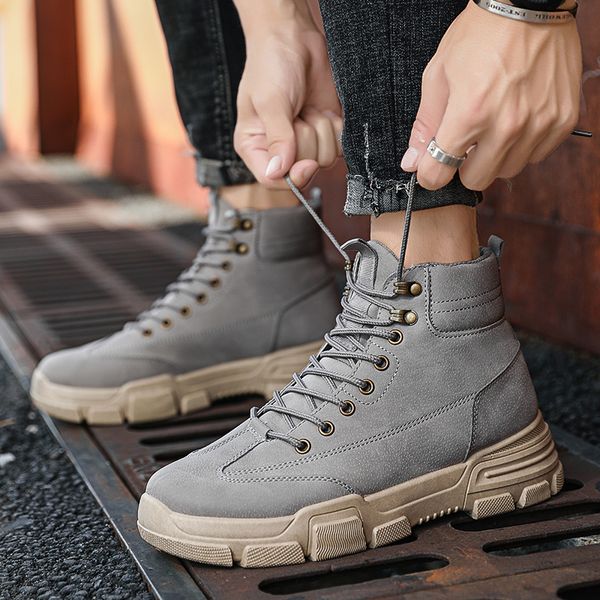 

men shoes martin boots fashion western sneakers size 39-44 black gray desert