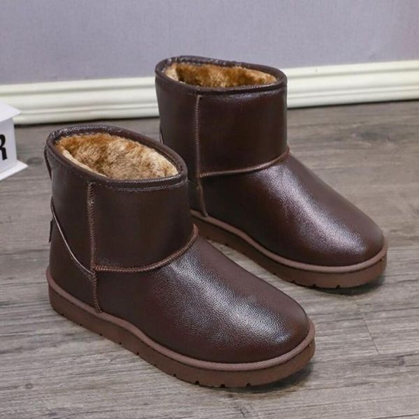 

boots womens snow classic and stylish plus fleece shiny waterproof warm trendy thick bottom female shoes, Black