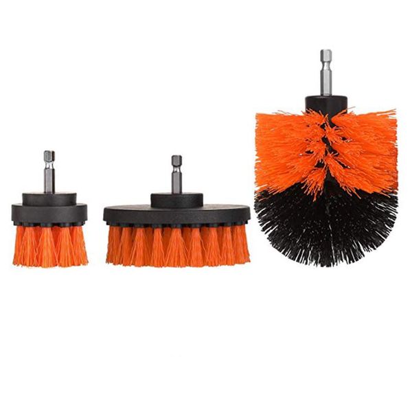 

car sponge 3pcs/set electric scrubber brush drill kit plastic round cleaning for carpet glass tires nylon brushes