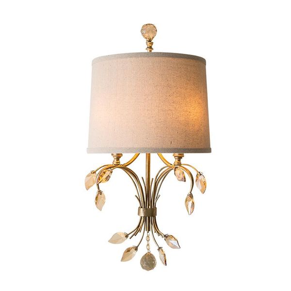 

american country crystal wall lamp wrought iron bedroom study living room retro wrought iron flower branch wall lamp