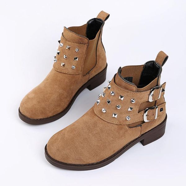

boots 2021 autumn winter women woman rivet suede cotton ankle women's shoes round toe, Black