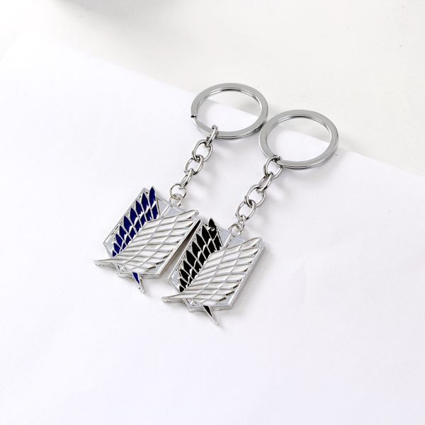 

10pieces/lot attack on titan keychain wings of liberty om scouting legion eren keyring key holder chain ring new anime jewelry wholesa, Silver