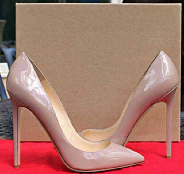 

brand classic women red bottom high heels patent leather pointy toe dress shoes luxury shallow mouth sole weddis for wedding shoes, Black