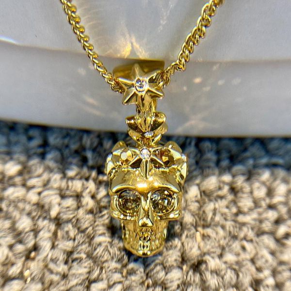 

luxury fashion decadent aesthetics skull and cross pendant neklace brand gold color jewelry for women punk collar, Silver