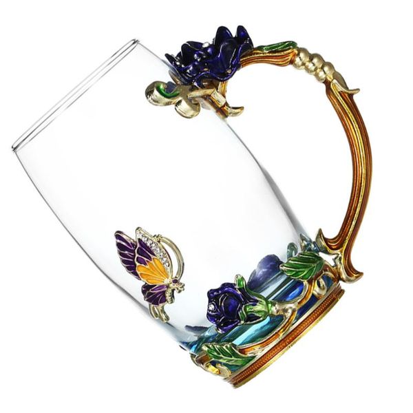 

mugs 1 set enamel flower tea cup european style delicate handgrip water