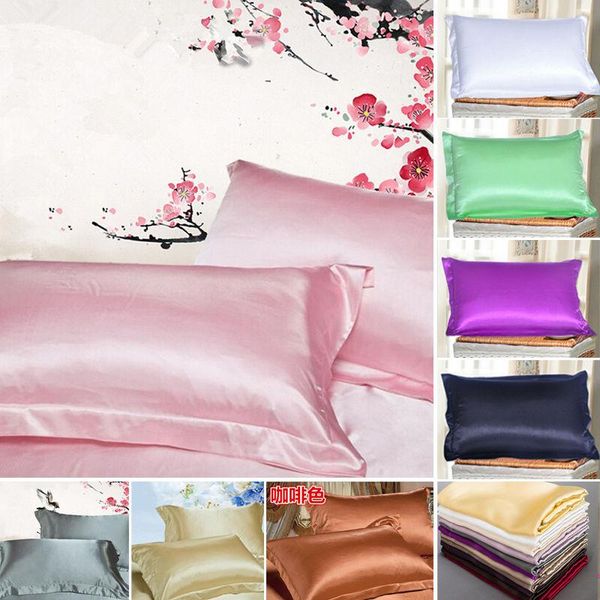 

pillow case summer silk satin soft cases standard comfort solid protector