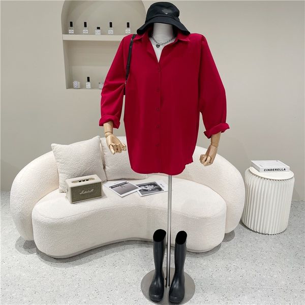 

spring summer fashion design women's mid-length loose big bottom shirt wkam, White