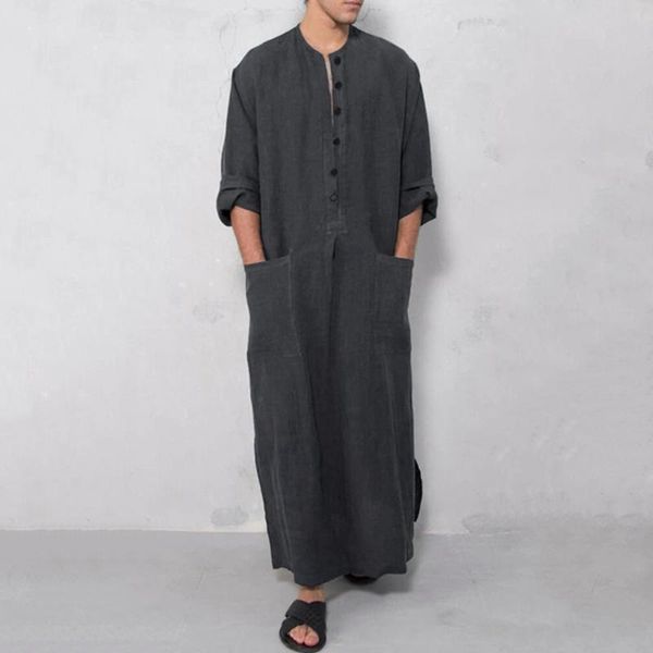 

ethnic clothing muslim costume for man middle eastern national style robe loose islamic long sleeve clothes fashion daily casual party dress, Red