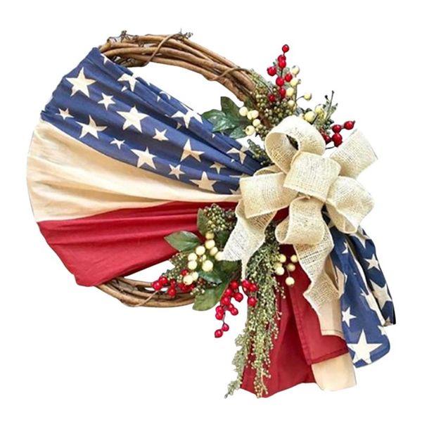 

decorative flowers & wreaths indoor outdoor july 4th simulation garland artificial wreath for front door porch home decor independence day g
