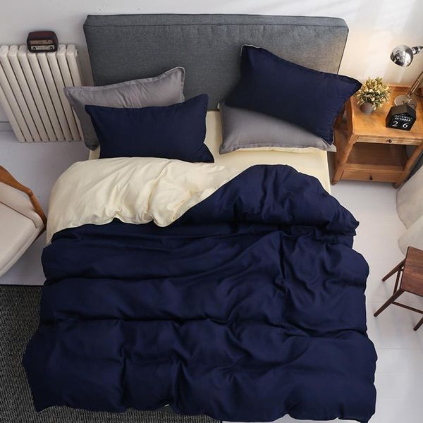 

bedding sets pure dark blue spring autumn set green+gray king  full single twin bed sheet duvet cover pillowcase