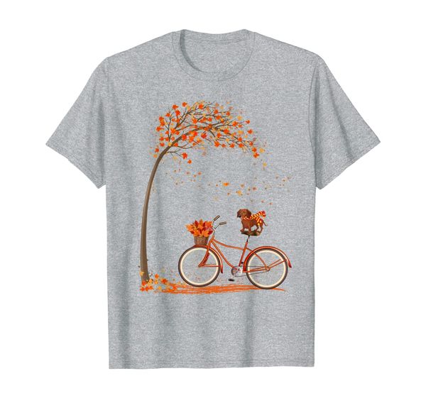 

dog leaf fall autumn cycling funny dachshund lover t-shirt, White;black