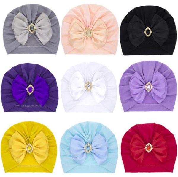 

caps & hats baby turban cap shiny crystal beanie hat stretchy bonnet headwraps with bow knot, Yellow