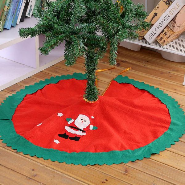 

60/90cm ruffle christmas tree skirt non woven red christmas tree skirt christmas tree ornament santa claus print xmas trees skirt vt1090