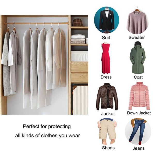 

storage boxes & bins 6pcs/set transparent clothing covers hanging anti dust moisture mite clear zip protection for shirt suits coats