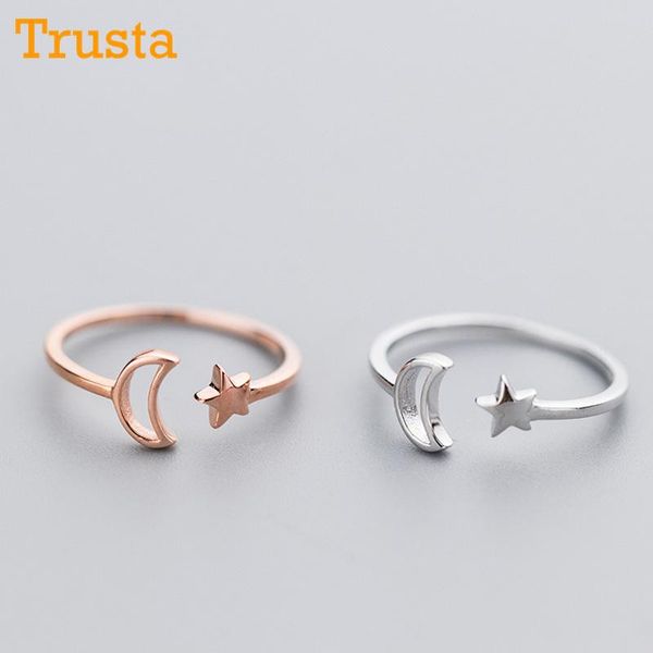 

cluster rings trustdavis 100% 925 sterling silver fashion sweet star moon cocktail opening ring for women wedding party jewelry ds499, Golden;silver