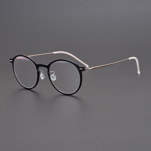 

fashion sunglasses frames vintage round pure titanium tr90 glasses frame men women ultralight oval optical eyewear denmark myopia prescripti, Black