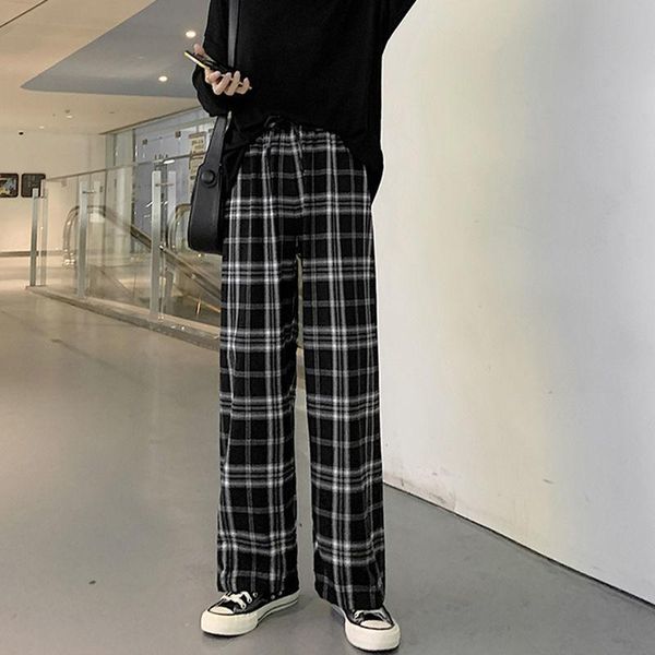 

women's pants & capris 2021 summer fashion woman harem ladies causal plus size drop harajuku plaid for women trousers, Black;white