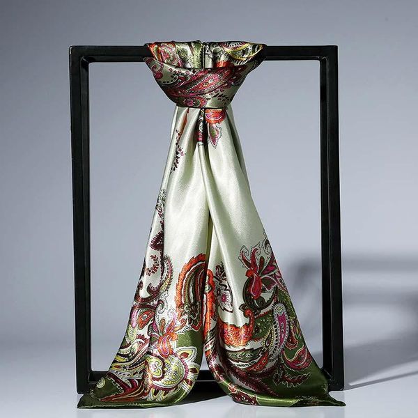 

scarves fashion foulard satin shawl scarfs 12 colors soft print big size 90*90cm imitated silk fabric scarf comfortable 1pc flower women, Blue;gray