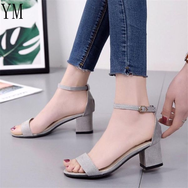 

dress shoes lady sandalias femeninas high heels autumn flock pointed sandals female summer mujer 42, Black