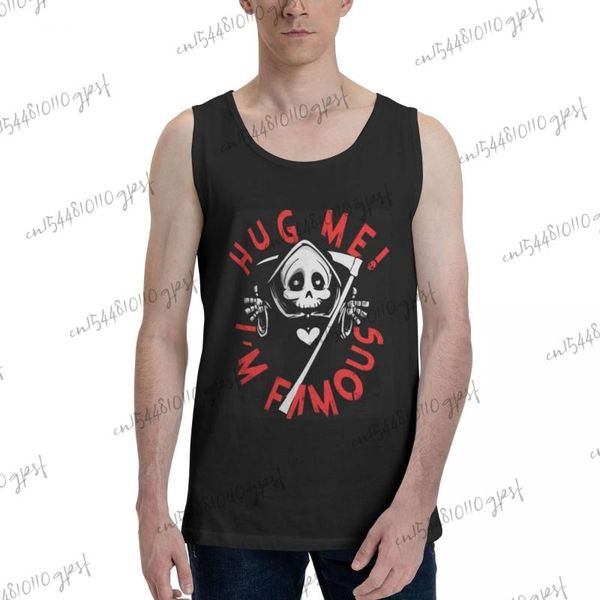 

men' tank playera sin manga hombre hug me im famous sarcastic and funny gym clothing regata masculina, White;black