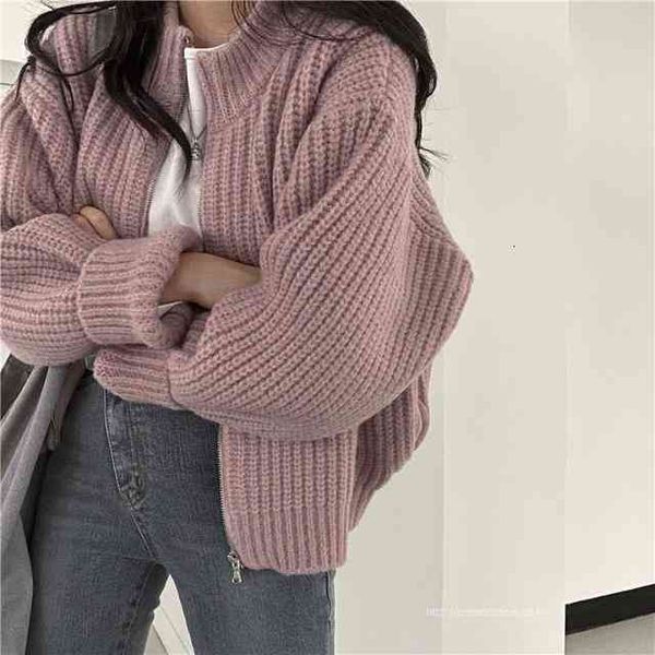 

women's jackets student girl korean style chic retro sweet western age reduction loose casual all-match zipper sweater coat ed1h, Black;brown