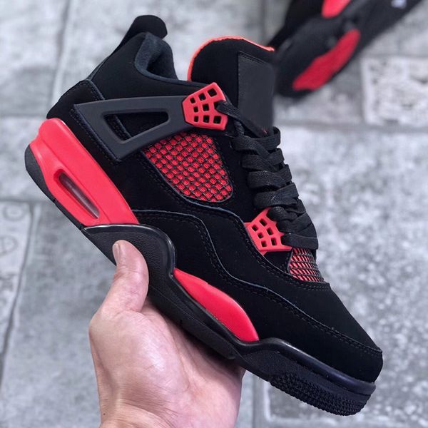 

4 red thunder mens basketball shoes 4s black white-red men womens outdoor sneakers trainers sports ct8527-016 n with box us 5.5-12