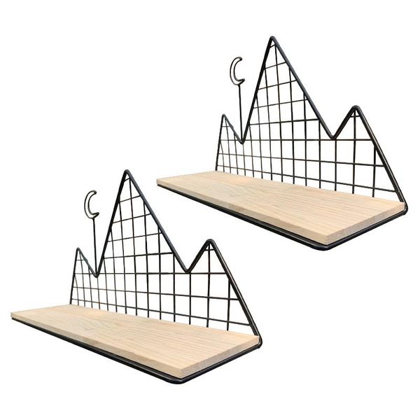 

hooks & rails 2pcs/set storage organizer display rack home easy install wall mounted office kitchen el bedroom wood modern floating shelf
