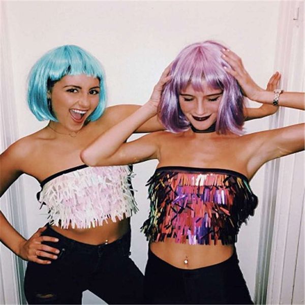 

hbp fashion nightclub show sequin tassel bra women's lace bead sling, Silver