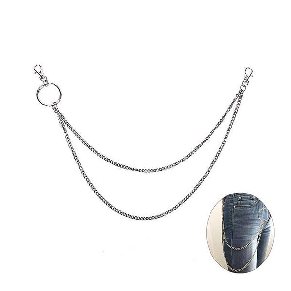 

keychains 2 layers 58cm rock punk trousers hipster key chains street big ring chain pant jean keychain hiphop accessories, Silver