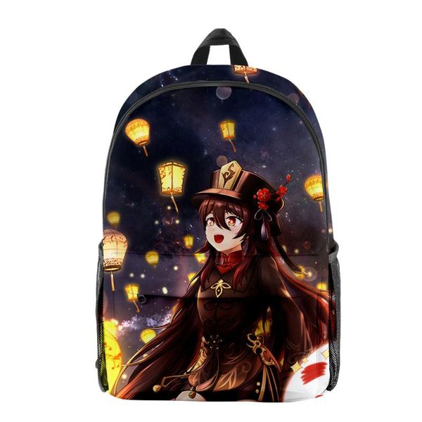 

backpack genshin impact hutao men women fabric oxford school bag high capacity teenager girl child travel