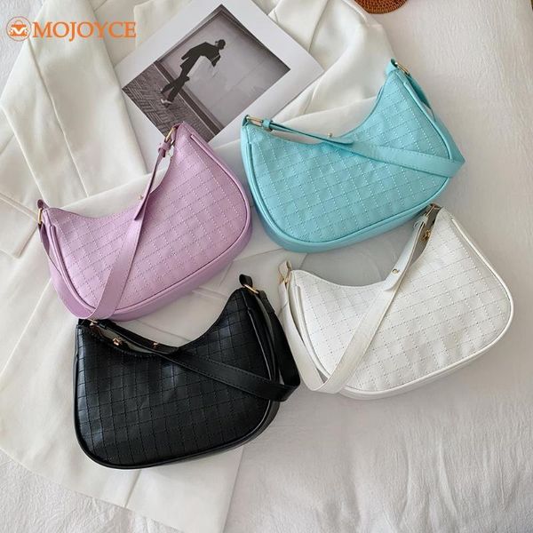 

evening bags 2021 checkered women's bag soft pu leather shoulder underarm classic solid color female handbag purse small hobos saddle