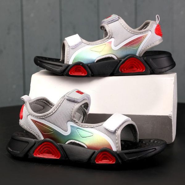 

sandals children boys pu summer sandal for kids cool design sandalias 5-10 years shoes size 28~39, Black;red