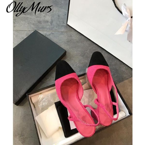 

dress shoes ollymurs fashion shallow mouth luxury tweed design women's style ladies heel classic brand, Black