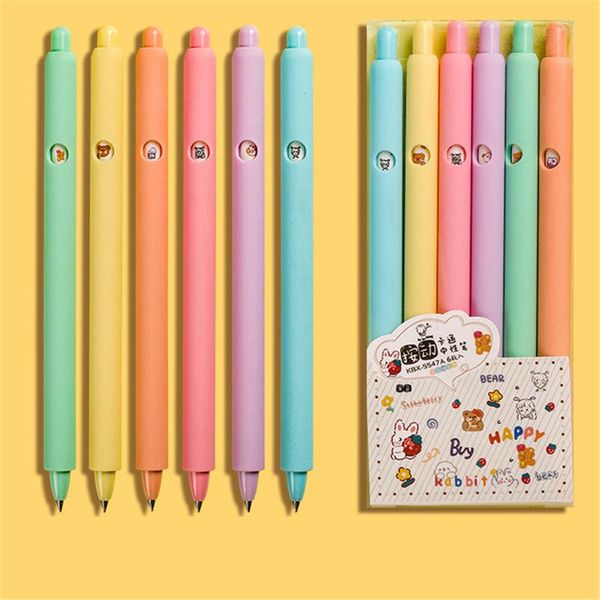 

gel pens 6pcs retro colored pen retractable 0.5mm ballpoint watercolor fluorescent highlighter marker office school supplies