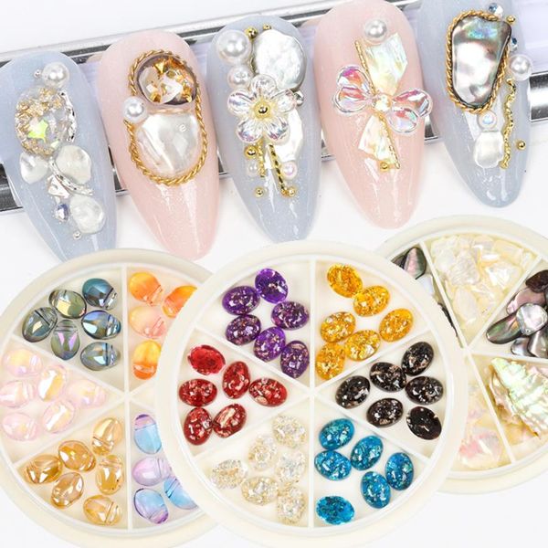 

nail art decorations summer shell fragment texture jewelry beach 3d charm fashion rhinestone decoration diy manicure tools, Silver;gold