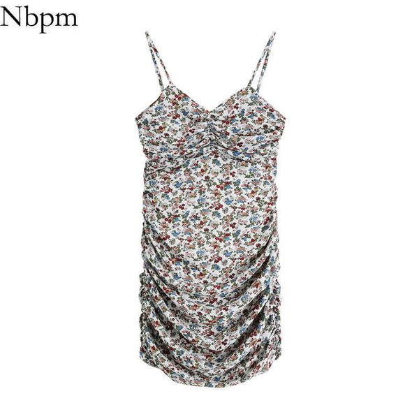 

nbpm women fashion with backless print pleated mini dress vintage elegant spring summer party chic vestidos mujer 210529, Black;gray