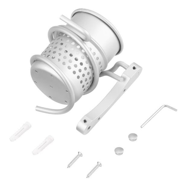 

hooks & rails aluminum wall mounted hair dryer drier cutout comb holder rack stand set storage cup organizer bathroom accessories